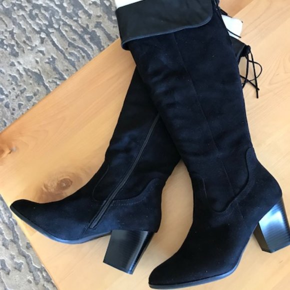 Long black faux suede boots - Picture 9 of 9